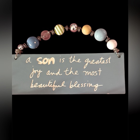 Dept 56 Sandra Magsamen Son Greatest Joy Beautiful Blessing Ceramic Sign Beaded - Picture 1 of 3